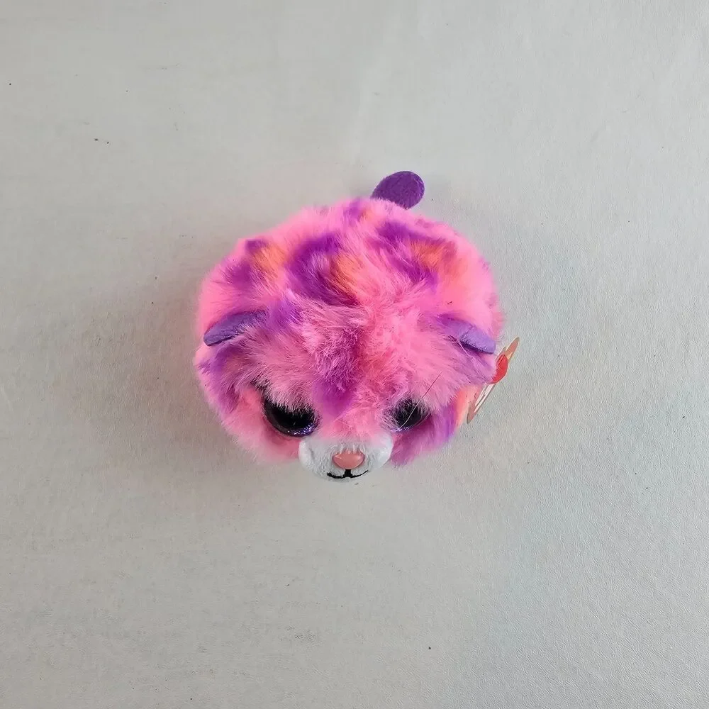 TY Beanie Balls Topaz Pink Purple Leopard Plush Glitter Eyes Stuffed Animal NWT